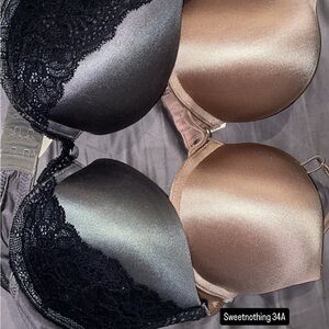 Black and Brown Lace Trim Bra Set